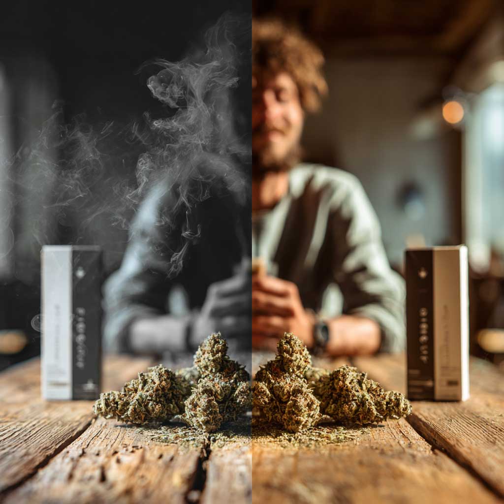 homme de 30 ans consommant de la fleur de cbd pour ses bienfaits 