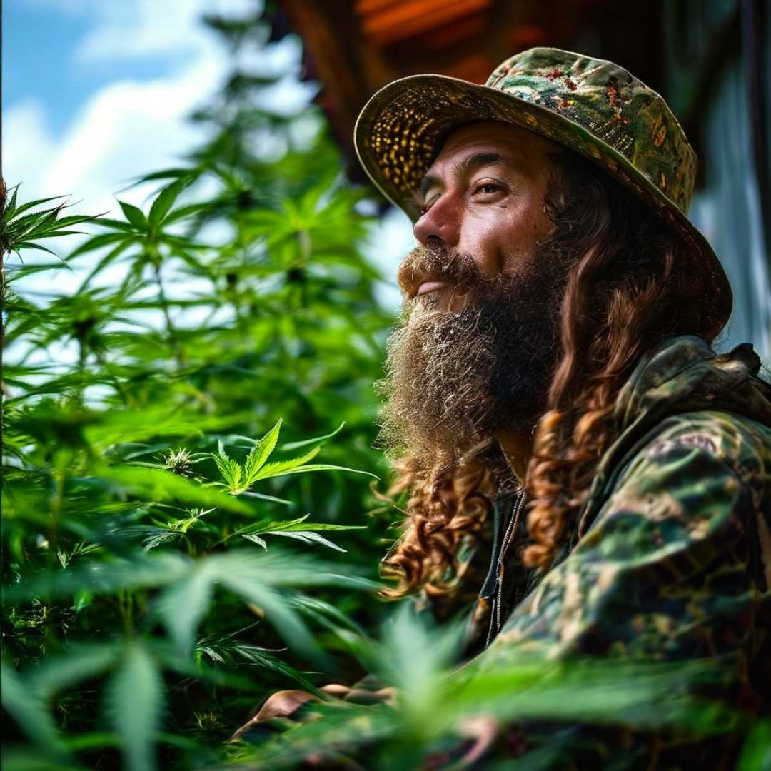 Plante de cannabis en pleine culture outdoor exposée au soleil